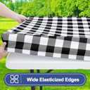Smiry Picnic Table Cover with Bench Covers, Waterproof Elastic Fitted Tablecloths for 6 Foot Rectangle Tables, Washable Buffalo Plaid Tablecloth for Camping, Outdoor (Black & White, 30"x72")