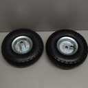 (2 Pack) RRQ 10 Inch Pneumatic Wheel 4.10/3.50-4 Tire, 10" Pneumatic Wheels with 5/8" Bearings,2.2" Offset Hub for Garden Cart, Hand Truck, Lawn Cart, Mower