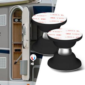 RV Magnetic Door Catch RV Door Holder Catches for RV Baggage Door, Camper, Trailer (Black, 2 Pack)