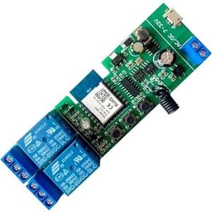 Tuya 2CH Smart Life WiFi Momentary Inching Relay Self-Locking Switch Module,DC/AC 7-32V WiFi RF Bluetooth Relay, Compatible with Alexa Goolge Home
