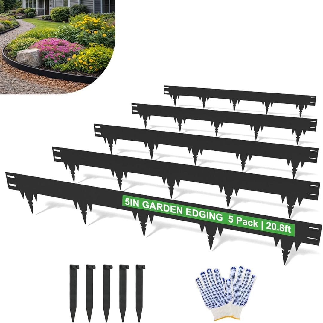 20.8FT Metal Landscape Edging, 5-Pack 50"L x 5"H Rust-Proof Border