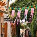 Flutesan 4 Pcs Valentine's Day Windsock 40-inch with Hook Outdoor Hanging Decoration Pink Heart-shaped Valentine's Theme Holiday Windsock for Patio Terrace Garden Path Party Decoration