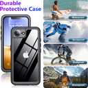 Temdan Compatible with iPhone 16e Case Waterproof, Built-in Screen & Camera Protector IP68 Underwater Full Body 16FT Military Dropproof Shockproof Phone Case for iPhone 16e 6.1"-Black/Clear
