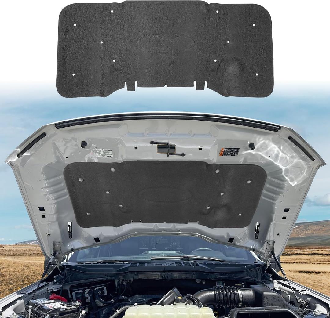 Hood Insulation Liner Compatible with 2021-2024 Ford F150 3.5L (Exclude Raptor) Hood Heat Shield Engine Soundproof Cover Noise Reduction Fits for F150 Interior Accessories Hood Protector Pad