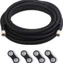 6AN PTFE E85 Fuel Line Hose Braided Nylon Stainless Steel Oil Gas Hose 10FT with 4PCS Hose separator clamp Black(5/16 Inch ID) (AN6)