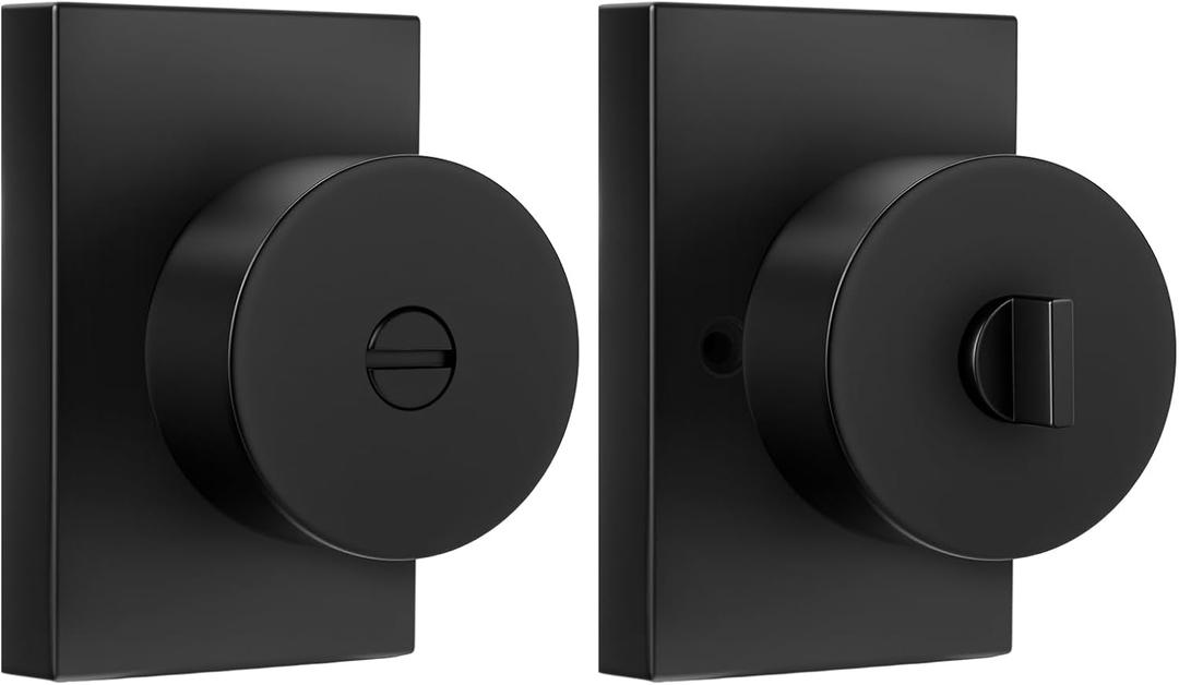 Haidms Black Door Knob Interior Privacy, Zinc-Alloy Heavy Duty Matte Black Interior Door Knob, Modern Bedroom Door Knobs Bathroom Bulk (1 Pack)