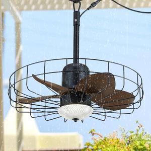 23" Outdoor Gazebo Fan with Dimmable Light and Memory Remote, Plug-In Wet Rated Outdoor Ceiling Fan, Outdoor Hanging Fan For Gazebo, Patio, Waterproof