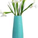 GeLive 8 Inch Ceramic Flower Vase for Home Decor, Teal Vase for Artificial Flowers Bud Hydroponics Plants Ikebana Arrangement, Table Centerpieces Vase (Blue) (Blue 3.7"w X 8.5"h)