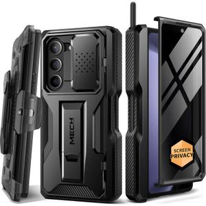 TONGATE for Z Fold 5 Case, [with Privacy Screen Protector & Slide Camera Cover] [S Pen Holder & Hinge Protection] Military Drop Phone Case for Samsung Galaxy Z Fold 5 with Stand & Belt Clip, Black