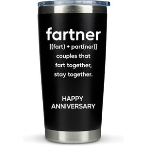 KLUBI Gift for Husband Fartner Cup Couples That Fart Together Stay Together 20oz Fartner Mug Funny Gifts for Him Boyfriend Anniversary - Gifts for 2 Year Anniversary for Him Last Minute Gift for Him
