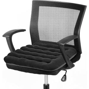 BUYUE Good Support Office Chair Cushion Padded, Soft Velvet Comfortable Non-Slip Seat Cushion for Computer Desk Kitchen Chair (1 Count, Black)