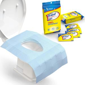 Relyo 20 Pack XL Disposable Toilet Seat Covers  Waterproof Toilet Cover Sheets with Adhesive Tabs for Adults, Kids & Toddlers, Travel, Public Restrooms, Airplane, Camping