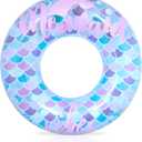 Playtek 33 inch Mermaid Print Pool Ring, Durable Floats Tubes for Swimming, Pool, Beach, Water Sports for Adults and Kids (PT8045)
