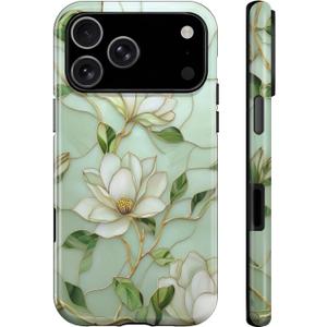 Compatible with iPhone 17 Pro Case,Vintage Magnolia Flowers,Hybrid Durable TPU Hard PC Bumper Case Design,Protective Phone Cover for Women Girls