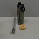 FULBEVY 25 oz Glass Water Bottles - Motivational Tumbler Water Bottle Time Marker - Borosilicate Glass Water Bottle With Silicone Sleeve and 2 Lids, Handle Spout & Bamboo Straw Lid (Olive)