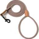 Mile High Life Small Dog Leash, Thin Rope Leash with Genuine Leather Connection and Heavy Duty Metal Clasp, Great for Small Medium Dogs(Brown,48 Inch-1/3)