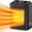 1500W Small Space Heater for Indoor Use, PTC Ceramic Space Heater with Thermostat, 3 Modes, Safety Quiet Heating, Multiple Protection, Portable Heater for Office Room Desk Use (BLACK)