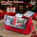 2-In-1 Christmas Decoration Ornament Organizer Box Movable Pallet Santas Bags Ornament Storage Containers, Holds 73 Holiday Ornaments, Adjustable Space For Figurines And Pockets For Decoration