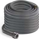 5/8’’ Heavy Duty Garden Hose 100 ft – Outdoor Hybird Water Hose with Solid Fitting - Flexible, Kinkless, Lightweight Garden Hose for Lawn Watering, Car Washing - Burst 500 Psi (Grey,150 ft)