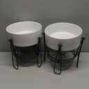 Elevated Dog Bowls, Ceramic Raised Dog Bowl Set with Anti-Slip and Non-Tip Metal Stand, 2 Pack Pet Food and Water Feeding Bowls for Small and Medium Dogs (White, 3.6 Cups)