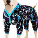 LovinPet Dog Pajamas, Pet Anxiety Relief, Anti-Shedding Dog Pajamas, Lightweight Stretchy Fabric, Whale Hello There White Print, Pitbull Onesie, Pitbull Clothes All Season, 2XL (XX-Large, Blue)