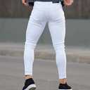 GINGTTO Mens Skinny Jeans Stretch Ripped Jeans Pants Men (White)