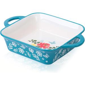 Wisenvoy 8x8 Baking Pan Brownie Pan Casserole Dish Ceramic Baking Dish Square Casserole Dishes For Oven (Turquoise)