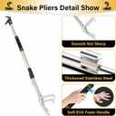 Snake Grabber Tool, 69" Snake Tongs Grabber for Rattlesnake Heavy Duty Professional Folding Snake Feeding Tongs Wide Jaw Snake Handling Tool Long Hndle Stainless Steel Tube