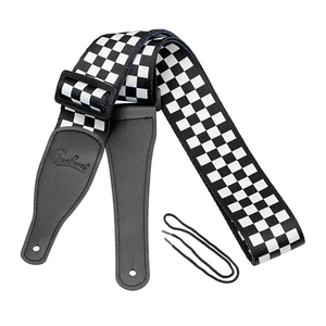 BestSounds Guitar Strap, Bass Guitar Strap, Electric and Acoustic Guitar Straps - Durable Nylon Checkered Guitar Shoulder Strap with Leather Ends (Black and White Checkered)