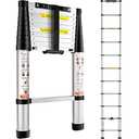 VEVOR Telescoping Ladder, 7 FT Aluminum One-button Retraction Collapsible Extension Ladder, 375 LBS Capacity with Non-slip Feet, Portable Multi-purpose Compact Ladder for Home, RV, Loft, ANSI Liste.