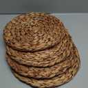 6Pcs 12" Round Woven Rattan Placemats,Natural Hand-Woven Water Hyacinth Placemats,Farmhouse Weave Place Mats,Rustic Braided Wicker Table Mats (12inch Set of 6)