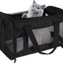 Cat Carrying Case - Pet Carrier Airline Approved, Protable and Breathable Pet Travel Carrier Removable Fleece Pad, Collapsible Cat Carrier Dog Carrier for Medium Cats Small Cats Dogs (X-Large, Black)