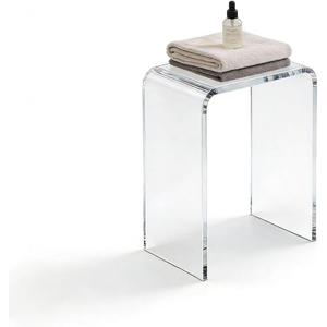 Acrylic 17.7" H Small Stool for Adults,Acrylic Shower Bench Stool Chair Seat for Bathroom Shower 10.2" D x 13.8" W x 17.7" H