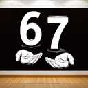 Heyfary Funny 67 Meme Photo Booth Backdrop 6 7 Six Seven Birthday Party Decoration Winter Holiday Background Banner Wall Decor (Black-1, 3.6×5.9ft)