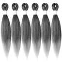 Braiding Hair Pre Stretched 18 Inch 6 Packs, Long Hair Extensions for Braids, Synthetic Braiding Hair Prestretched TGrey(Ombre Grey)