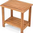 Jurax Solid Wood Outdoor Side Table, 2-Tier End Table - Golden Teak, 16.9"H x 13"W x 16.5"L