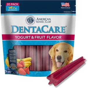 American Kennel Club Dentacare Yogurt & Fruit Flavored, 20 Count | Dental Dog Treats For Large Breeds, Unique 5 Star Shape, Good For Dog Dental Health, Naturally Flavored, Helps Remove Tartar (EXP 06/18/28)