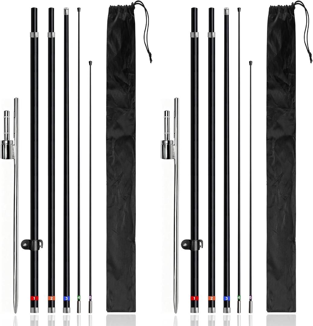 100% Fiberglass 15 FT Feather Flag Pole Kit, Fits 9.8-12.2 FT Tall Flags & 6.2-8.5 FT Short Flags, Heavy-Duty Rotating Ground Spike, Easy Setup, for Business & Events, Flag Not Included