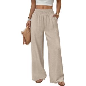 Sampeel Wide Leg Pants Woman High Waist Trousers with Pockets Casual Lounge, Size XL
