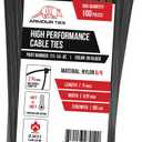 11 Inch Black Zip Ties, 50 lb Tensile Strength, 100-Pack
UV Resistant Industrial-Strength Nylon, Indoor and Outdoor Cable & Wire Management, Multi-Purpose Cable Ties, Self-Locking
