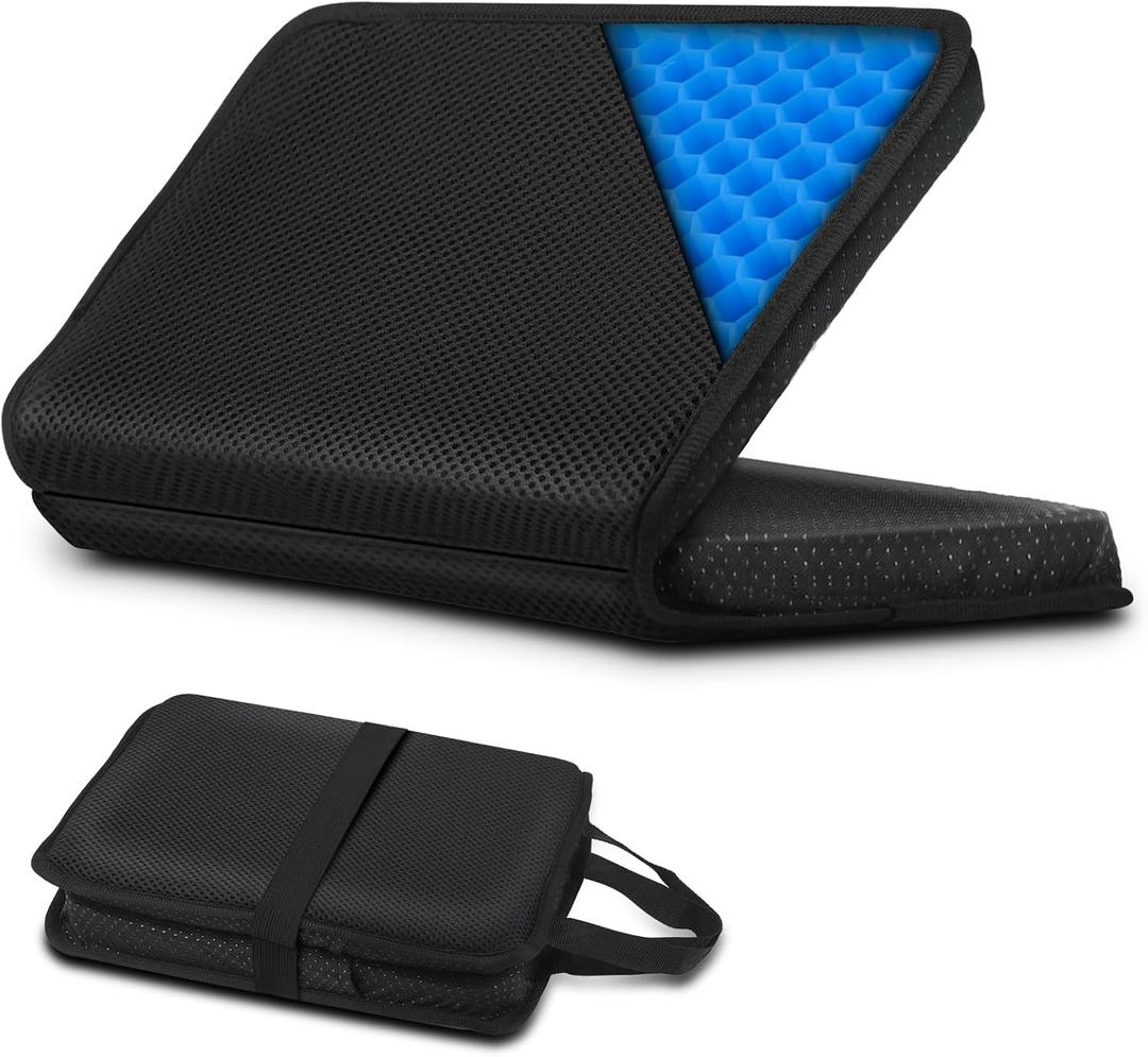 Demine Gel Travel Seat Cushion  Portable Airplane & Stadium Cushion  Gel Grid Design for Ultimate Comfort  Foldable Cushions for Commute, Airplanes, Camping, Bleachers