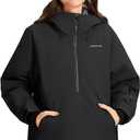 Pionner Camp Womens Ski Jacket Snow Coat Waterproof Baggy Anorak Snowboard Hoodie Insulated Pullover Winter Sports Mountain (XX-Large, Black)
