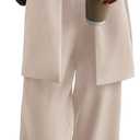 KIRUNDO Women Suits 2 Piece Set Business Casual Dressy Oversized Blazer Jacket and Wide Leg Dress Pantsuits Formal Outfits (Small, Beige)