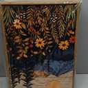 HOURIA Mid Century Woodland Mountain Framed Canvas Wall Art Set,Vintage Natural Sunset Wildflower Forest Field Decor,Wilderness Boho Floral Pine Tree Landscape Artwork for Living Room,Office-16"x24"x3