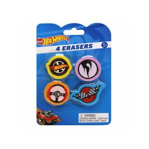 Hot Wheels 4 Erasers 6 Pack