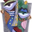 Abstract Face Planter Pot Head, Funky Planter Decorative for Indoor Plants, Whimsical Colorful Art Large Resin Plante for Indoor and Outdoor Garden, Vintage Unique Home Decor