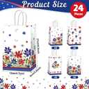 24Pcs American 4th of July Party Gift Bags 250th Patriotic Poppy Flower Party Decorations Red White Blue Independence Day Candy Treat Goodie Bags for Veterans Memorial Day Birthday Parties Supplies