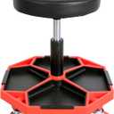 BIG RED ATRXF8308R Torin Heavy Duty Pneumatic Garage Rolling Stool/Creeper Seat with Removable Plastic Tray, 300 lb Capacity, Black/Red