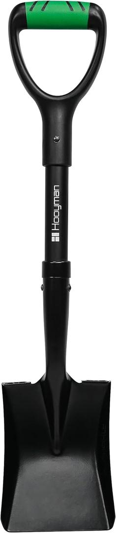 Hooyman Mini Transfer Shovel with Heavy Duty Carbon Steel Construction, Ergonomic No-Slip H-Grip Handles, D Handle, and Oversized Steps for Gardening, Land Management, Yardwork, Farming, and Outdoors