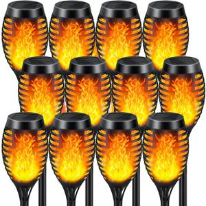 Solar Lights Outdoor 12 Pack, Solar Torch Light with Flickering Flame, Waterproof Outdoor Lighting Solar Powered Pathway Lights, Decoration Lighting for Garden Yard Patio, Auto On/Off